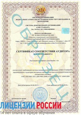 Образец сертификата соответствия аудитора №ST.RU.EXP.00005397-2 Тверь Сертификат ISO/TS 16949